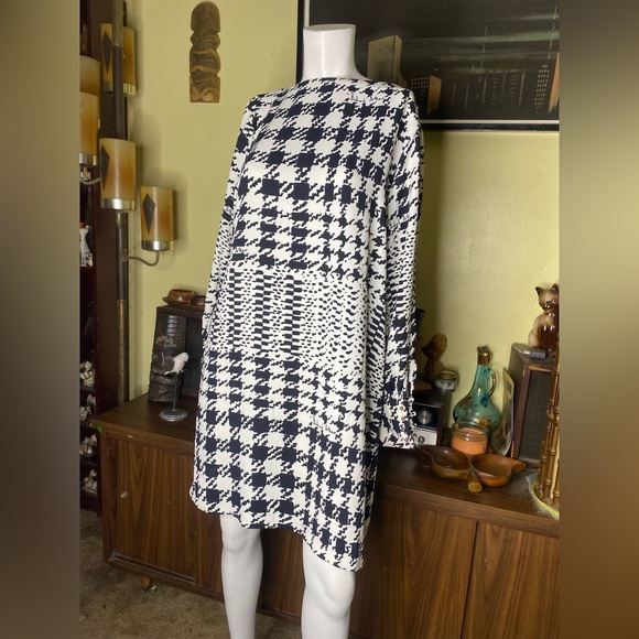 Ladies Richard Allen X houndstooth mod contemporary shift dress two tone ska - Picture 4 of 9